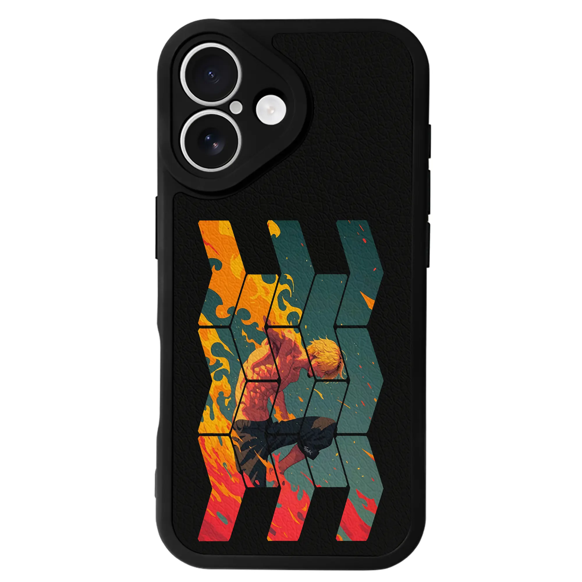 ワンピース グッズ ヴィンスモーク・サンジ - IPhone 16シリーズ対応 ・ シリコンスマホケース ・ レザー調 ・ 高精度フィット ・ 耐衝撃 ・ ワイヤレス充電対応 ・ 精密カット